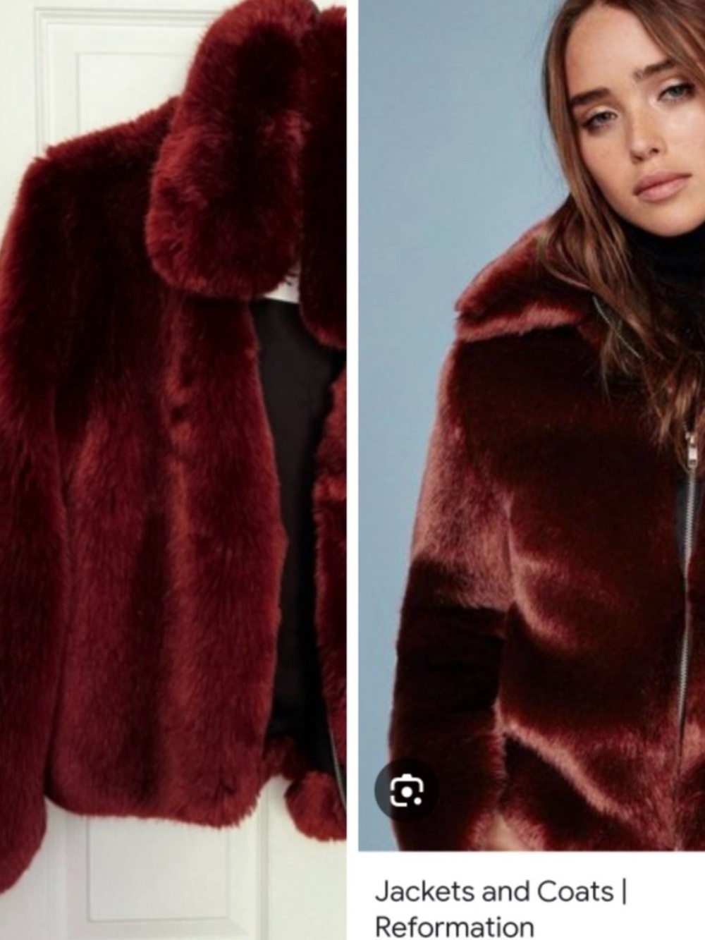 Reformation Cherry Red Fur Jacket